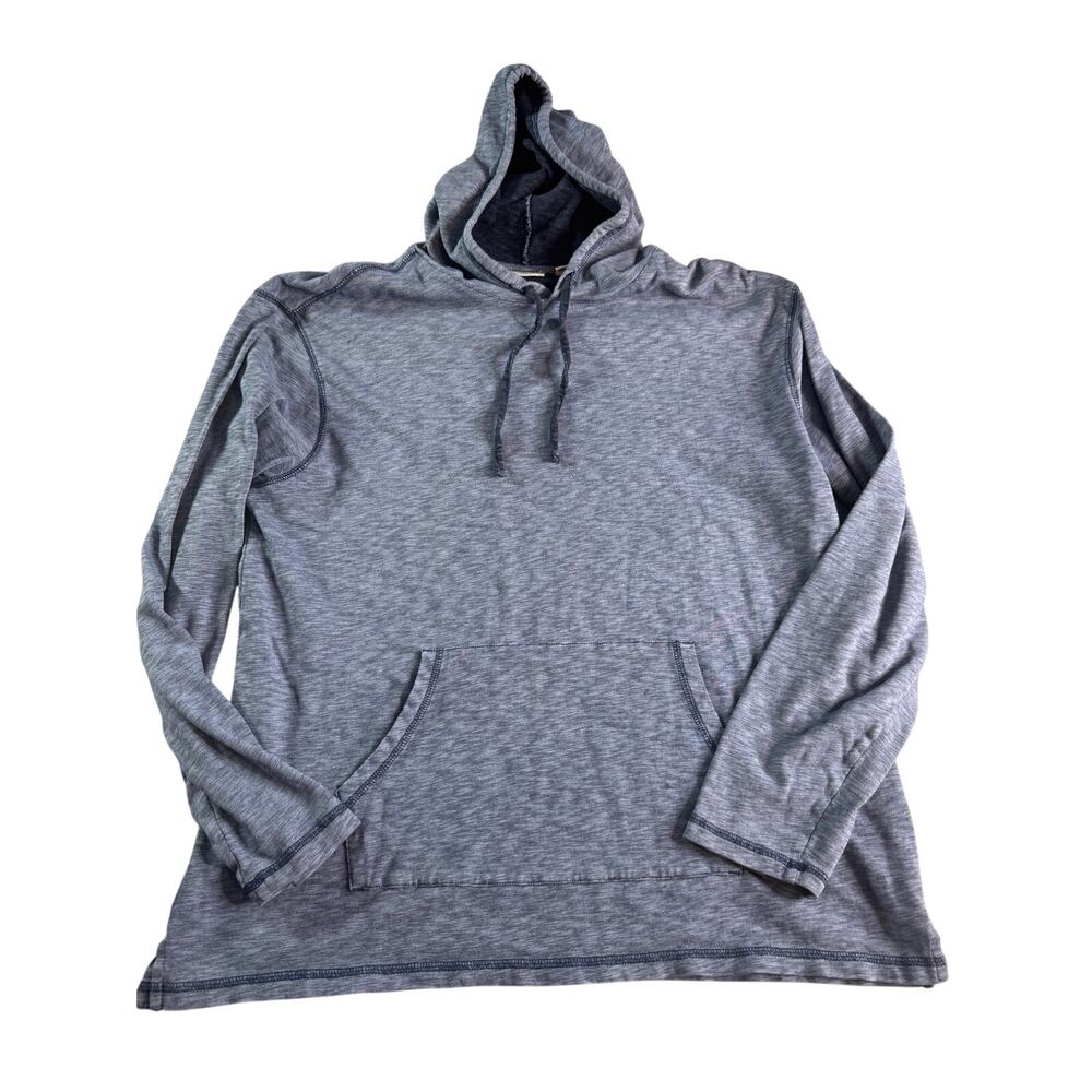 ROWM Men's XL Blue Washed Slub 100% Cotton Lightweight Pullover Hoodie